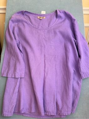 FLAX by Jeanne Engelhart Lavender Linen Tunic Top